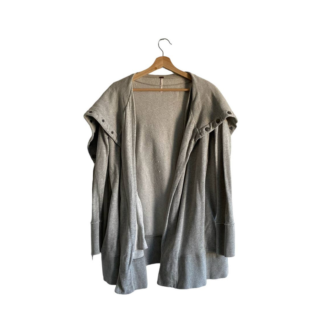 Free People Gray Shawl Neck Open Sweatshirt